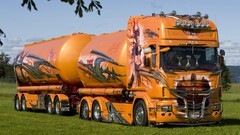truck vehicle orange numbers