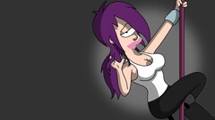 turanga leela Futurama cartoon Simple Background purple hair