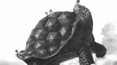turtle artwork monochrome fantasy art gray