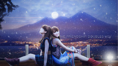 Typography sky asian Women sitting two women