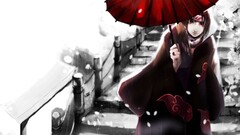 uchiha itachi akatsuki umbrella snow stairs