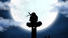 uchiha itachi Naruto Shippuuden ANBU silhouette moon power lines