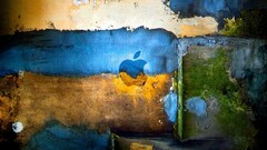 Ukraine apple inc grunge colorful texture cyan yellow blue logo