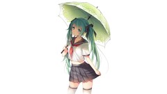 umbrella Women Anime anime girls long hair miniskirt standing