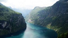 valley landscape Mountains Lake Norway geiranger Geirangerfjord