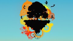 vector art colorful abstract blue background Trees nature