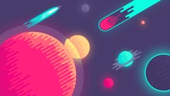 vector planet artwork digital art Space comet colorful spaceship