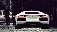 vehicle Car Lamborghini white cars selective coloring