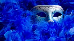 Venetian masks feathers blue