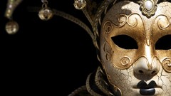 Venetian masks mask bell black background