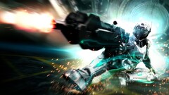 video games Vanquish science fiction gun cyan