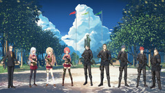 visual novel Anime anime girls anime boys uniform long hair gun