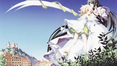 visual novel Anime two women dark hair blonde