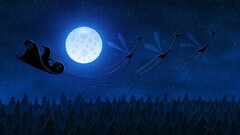 vladstudio artwork moon santa claus night forest