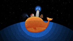 vladstudio whale lighthouse night Sea artwork Minimalism