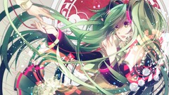 vocaloid Anime anime girls hatsune miku green hair yellow eyes