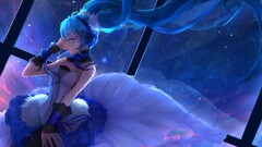 vocaloid hatsune miku Anime anime girls headphones thigh highs