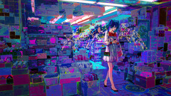 vocaloid hatsune miku anime girls Anime headphones walking