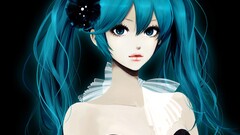 vocaloid hatsune miku anime girls blue hair flower in hair Anime
