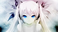 vocaloid hatsune miku blue eyes looking at viewer headphones