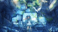 vocaloid hatsune miku dove Anime blue anime girls cyan