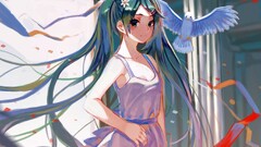 vocaloid hatsune miku Flowers Birds anime girls Anime