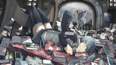 vocaloid hatsune miku reading anime girls stockings
