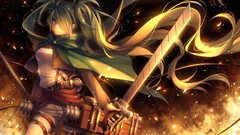 vocaloid hatsune miku shingeki no kyojin Anime anime girls fire