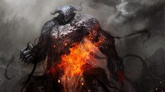 warrior demon stone fire souls War fantasy art dark fantasy