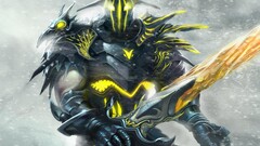 warrior sword yellow artwork