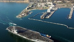 warship aircraft carrier aerial view vehicle ship military