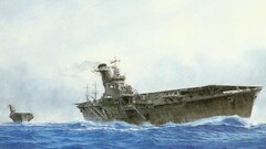 warship aircraft carrier artwork military ship