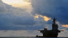 warship aircraft carrier sky Sea military vehicle