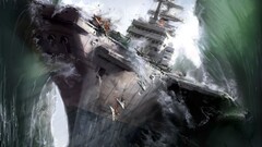 warship artwork military ship aircraft carrier
