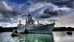 warship military hdr ship vehicle sky