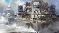 warship military vehicle ship artwork