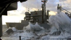 warship vehicle waves military ship