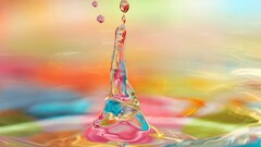 water drops ripples digital art colorful liquid
