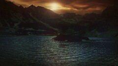 water Mountains dark landscape Lake