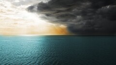 water Sea clouds sunlight sky horizon storm nature