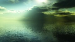 water Sea Green peace relaxing clouds sunlight reflection dark