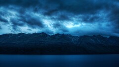 water Sea Mountains clouds nature blue