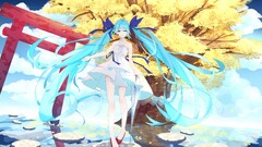 water sky clouds Trees anime girls Anime