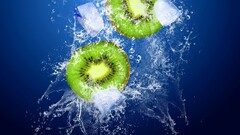 water splashes kiwi fruit ice