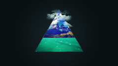 water triangle clouds digital art