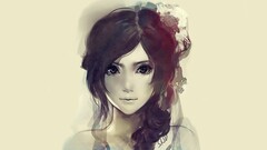 watercolor anime girls artwork Women Anime face portrait