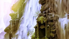 waterfall fantasy art artwork