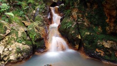 waterfall water nature moss rocks stream