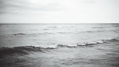 waves depth of field monochrome Sea horizon