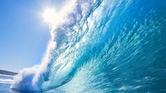 waves Sea water sunlight cyan sun bright clear sky